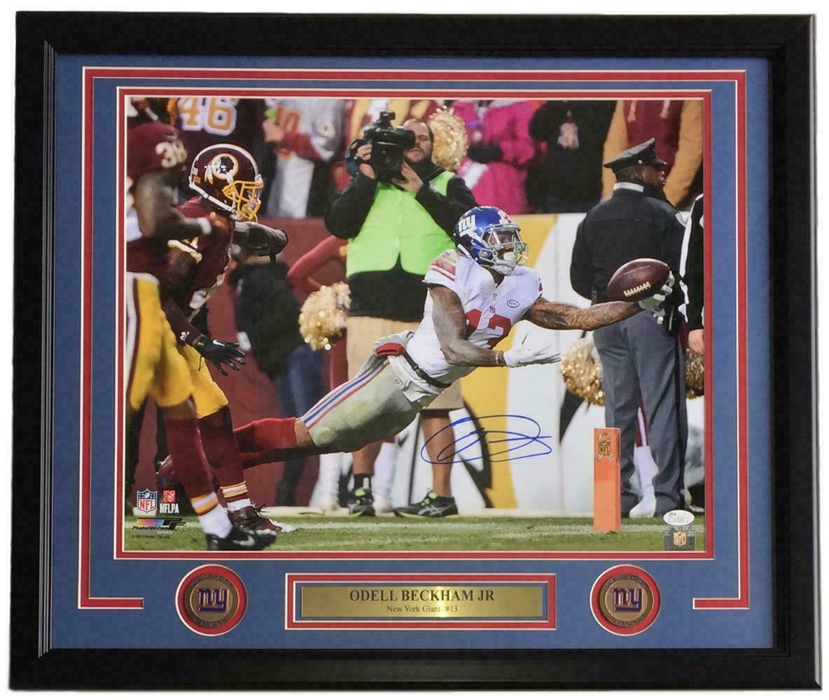Odell Beckham Jr. Signed Framed 16×20 Giants Catch vs Redskins Photo JSA
