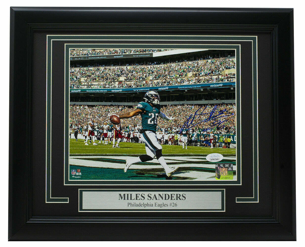 Miles Sanders Signed Framed Philadelphia Eagles 8×10 Celebration Photo JSA ITP